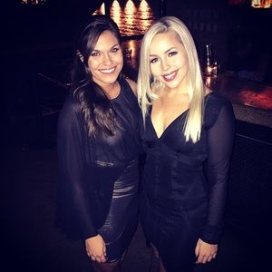 Akira Black Bodycon dress with sheer sleeves